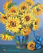 Sunflower and baby elephant